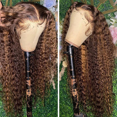 Piano Inter-color Highlight Curly Lace Wig