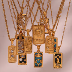 Fashion Tarot Necklace With Rhinestones Diamond Set