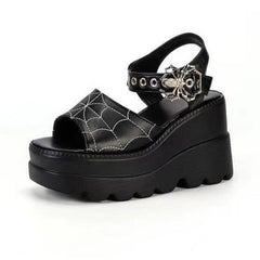 Women's Graceful And Fashionable Platform Spider Web Embroidered Sandals